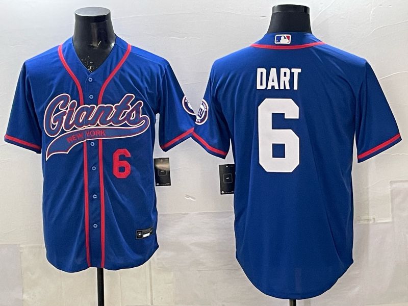 Men 2025 New York Giants #6 Dart Blue Joint Name Nike Limited NFL Jersey 03